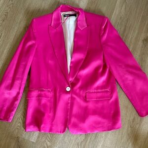 Hot pink satin blazer